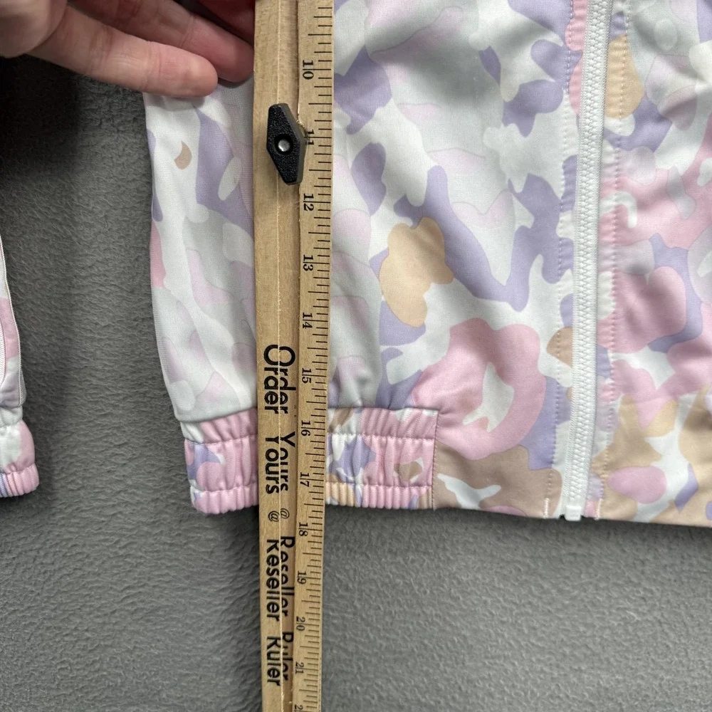 Adidas Track Jacket Girls 7/8 Multicolor Pastel Camo Full Zip 3 Stripe Athletic